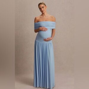 Club L London Light Blue Maternity Maxi Dress With Drop Waist